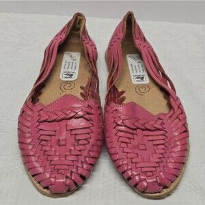 D'jazi Mexican Handcrafted Pink Leather Huarache Sandals Women's US 10 NWT